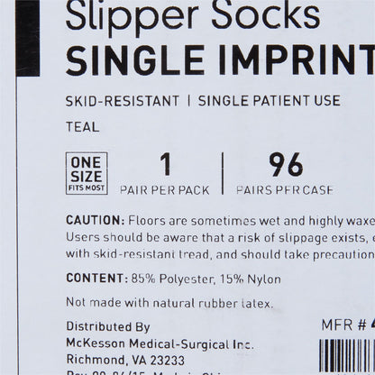 McKesson Paw Prints® Slipper Socks Unisex Adult One Size Fits Most Single Tread Single Patient Use Teal (475019_CS)