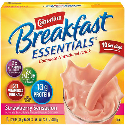 Carnation Breakfast Essentials® Oral Supplement Strawberry Sensation Flavor Powder 1.26 oz. Individual Packet (714273_CS)