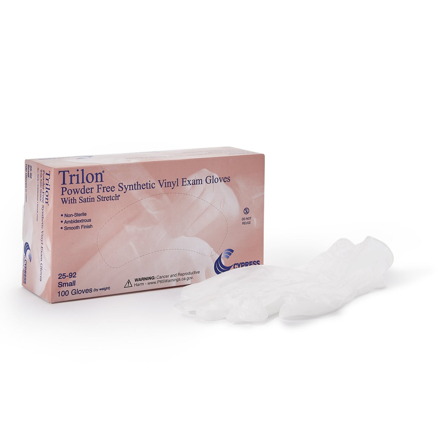 Trilon® Exam Glove Small NonSterile Vinyl Standard Cuff Length Smooth Clear Not Rated WITH PROP. 65 WARNING (264524_BX)