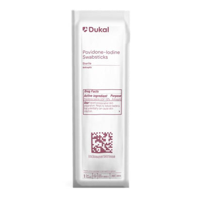 Dukal Impregnated Swabstick 10% Strength Povidone-Iodine Individual Packet Sterile (1147589_PK)