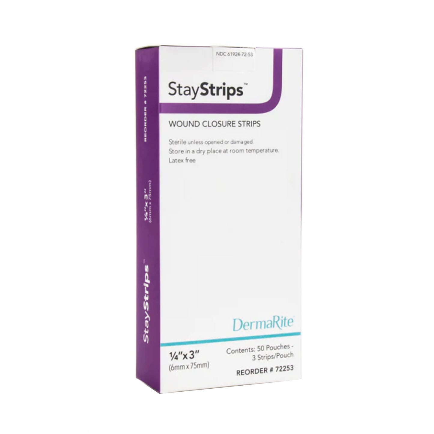 StayStrips® Skin Closure Strip 1/4 X 3 Inch Nonwoven Material Flexible Strip White (946747_EA)