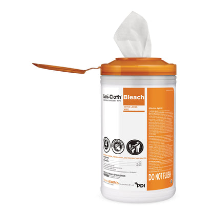 Sani-Cloth® Bleach Surface Disinfectant Cleaner Premoistened Germicidal Manual Pull Wipe 65 Count Canister Chlorine Scent NonSterile (835086_CS)