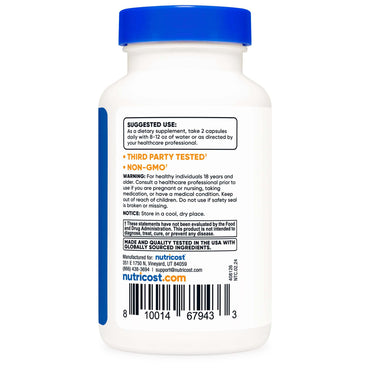 nutricost® Multivitamin For Men Dietary Supplement Vitamin A / C / D / E / K 1,800 mcg - 125 mg - 75 mcg - 20 mg - 80 mcg Strength Capsule 120 Per Bottle (1270268_CS)