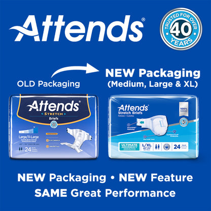 Attends® Stretch Unisex Adult Incontinence Brief Medium / Regular Disposable Heavy Absorbency (980213_CS)