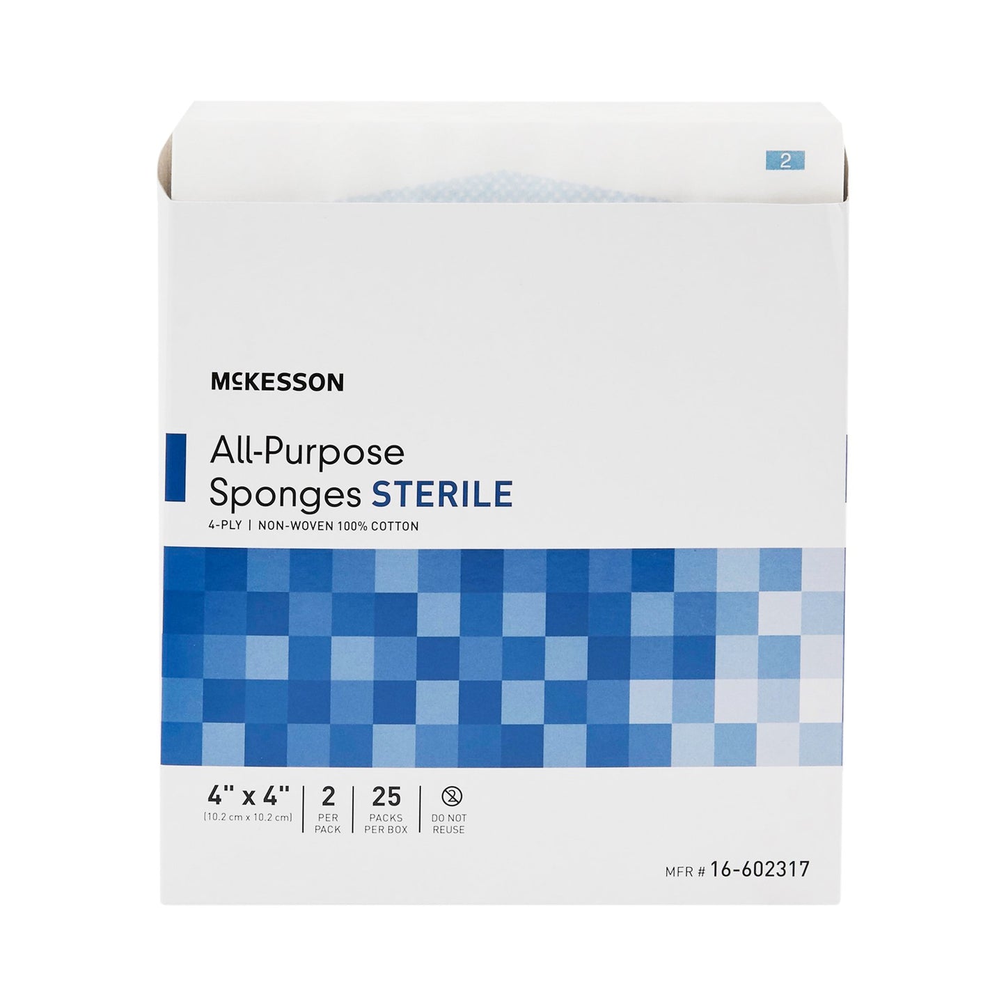 McKesson Nonwoven Sponge 4 X 4 Inch 4-Ply Sterile 2 per Pack (481054_BX)