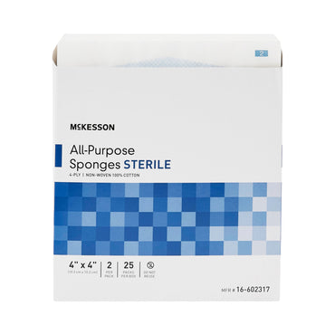 McKesson Nonwoven Sponge 4 X 4 Inch 4-Ply Sterile 2 per Pack (481054_BX)