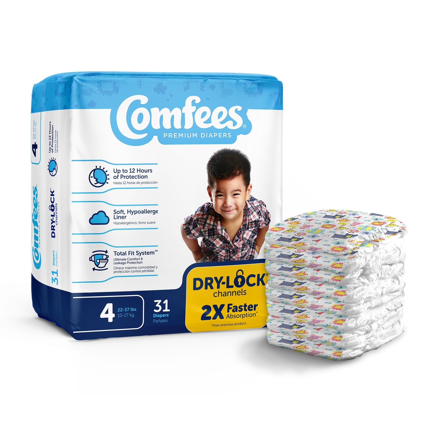 Comfees® Unisex Baby Diaper Size 4 Disposable Moderate Absorbency (993246_CS)