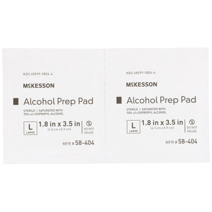 McKesson Alcohol Prep Pad 70% Strength Isopropyl Alcohol Individual Packet Large Sterile (225940_CS)