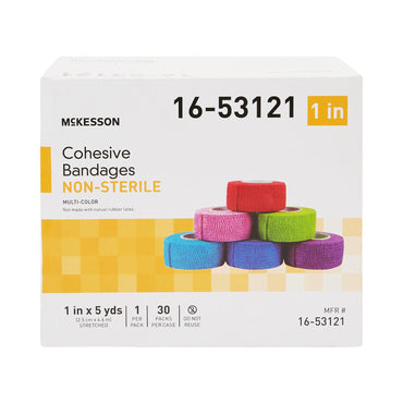 McKesson Cohesive Bandage 1 Inch X 5 Yard Self-Adherent Closure Purple / Pink / Green / Light Blue / Royal Blue / Red NonSterile Standard Compression (1032956_CS)