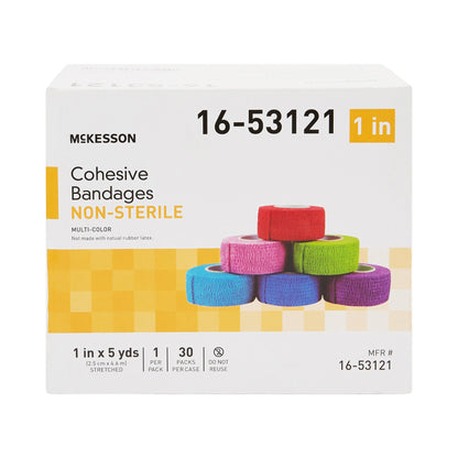 McKesson Cohesive Bandage 1 Inch X 5 Yard Self-Adherent Closure Purple / Pink / Green / Light Blue / Royal Blue / Red NonSterile Standard Compression (1032956_CS)