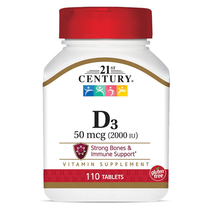 21st Century® Vitamin Supplement Vitamin D 2,000 IU Strength Tablet 110 per Bottle (852701_BT)