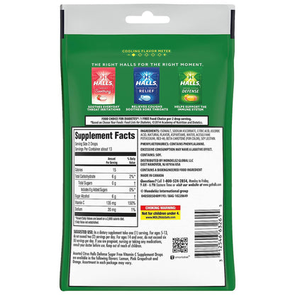 Halls® Defense Vitamin C Supplement Lozenge 25 per Bag Citrus Flavor (1231573_BG)