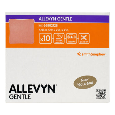 Allevyn Gentle Foam Dressing 2 X 2 Inch Without Border Film Backing Silicone Adhesive Square Sterile (1158718_BX)