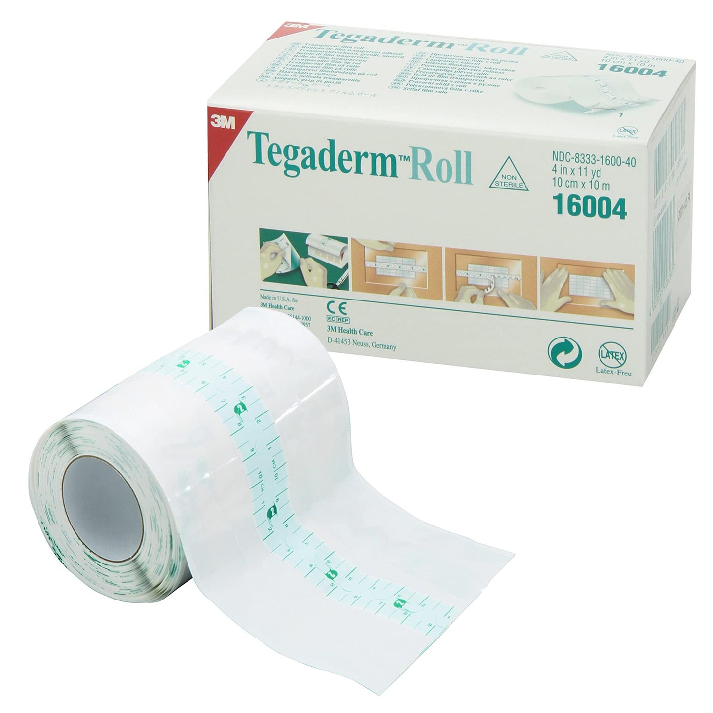 3M™ Tegaderm™ Transparent Film Dressing 4 Inch X 11 Yard 2 Tab Delivery Roll NonSterile (521719_CS)