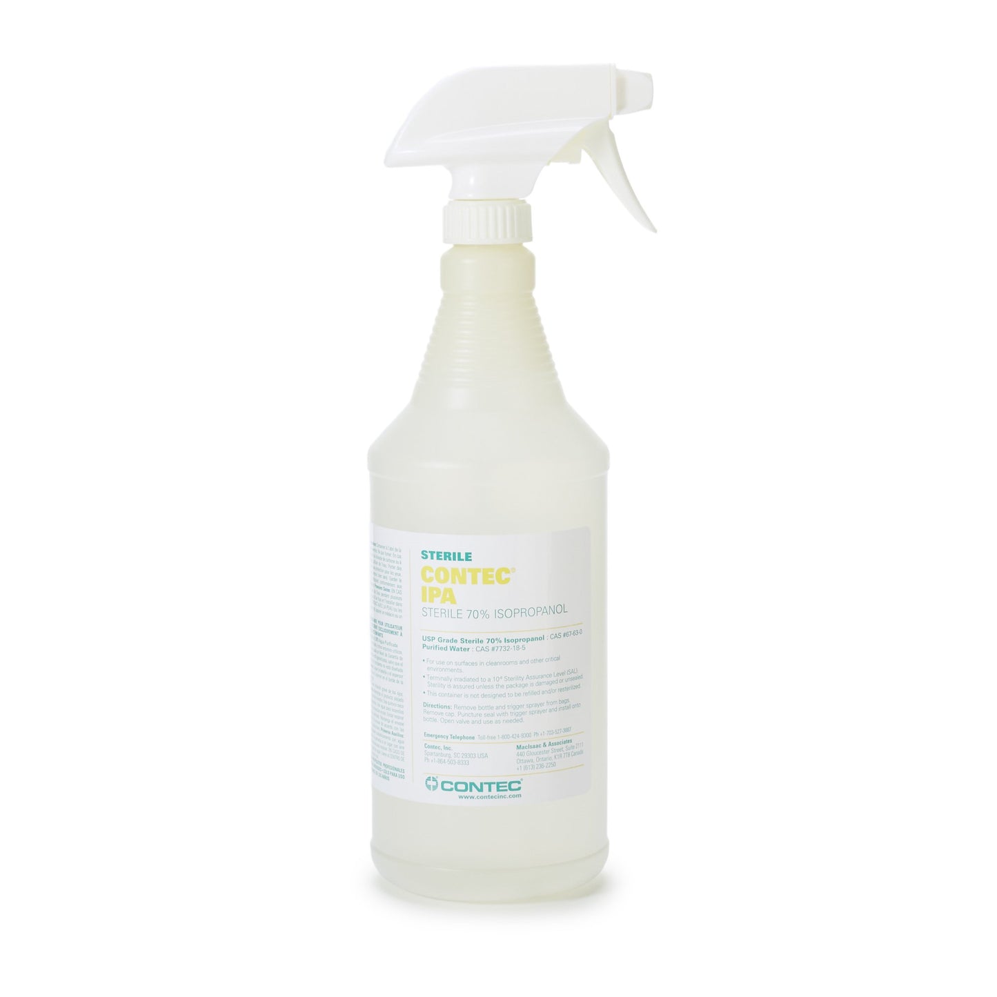 Contec® Sterile 70% IPA Surface Disinfectant Cleaner Alcohol Based Trigger Spray Liquid 32 oz. Bottle Alcohol Scent Sterile (885444_CS)