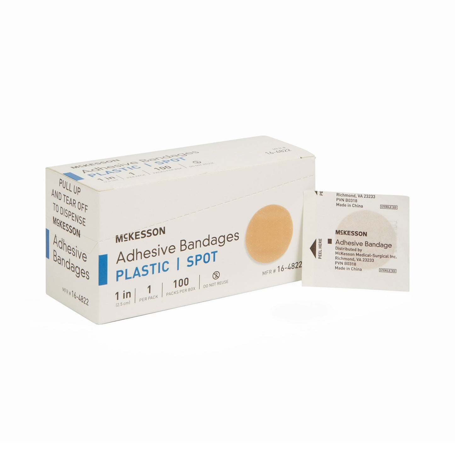 McKesson Adhesive Spot Bandage 1 Inch Plastic Round Tan Sterile (466877_BX)