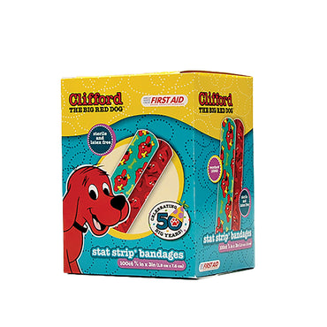 American® White Cross Stat Strip® Adhesive Strip 3/4 X 3 Inch Plastic Rectangle Kid Design (Clifford the Big Red Dog) Sterile (977008_BX)