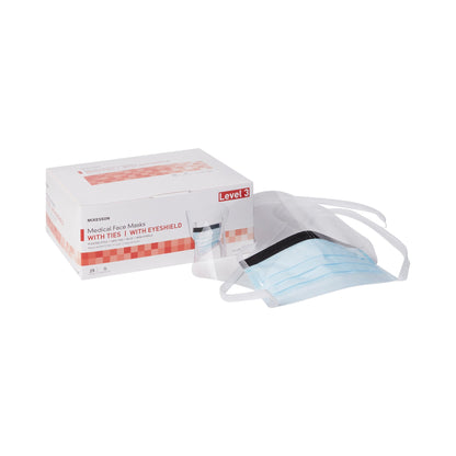McKesson Surgical Mask with Eye Shield Anti-fog ASTM Level 3 Tie Closure One Size Fits Most (226058_BX)