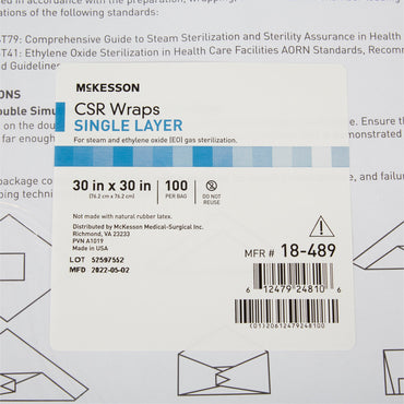 McKesson Sterilization Wrap Blue 30 X 30 Inch Single Layer Cellulose Steam / EO Gas (1156132_CS)