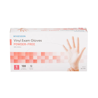 McKesson Exam Glove Small NonSterile Vinyl Standard Cuff Length Smooth Clear Not Rated (354438_CS)
