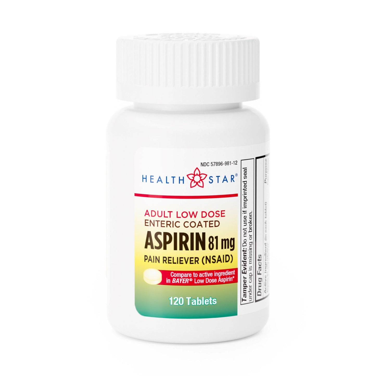 HEALTHSTAR® Pain Relief 81 mg Strength Aspirin Tablet 120 per Bottle (1043633_CS)
