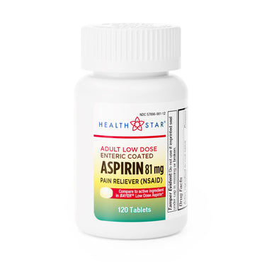 HEALTHSTAR® Pain Relief 81 mg Strength Aspirin Tablet 120 per Bottle (1043633_BT)