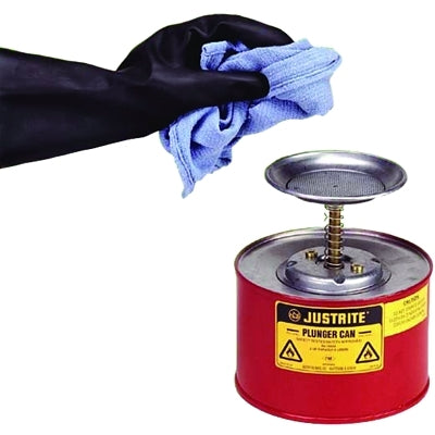 Justrite Plunger Cans, Hazardous Liquid Storage Can, 2 qt, Red (400-10208)