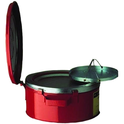 Justrite Bench Cans, Hazardous Liquid Cleaning Can, 1 gal, Red, w/Parts Basket (400-10370)