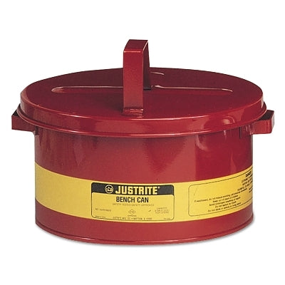 Justrite Bench Cans, Hazardous Liquid Cleaning Can, 3 gal, Red (400-10775)