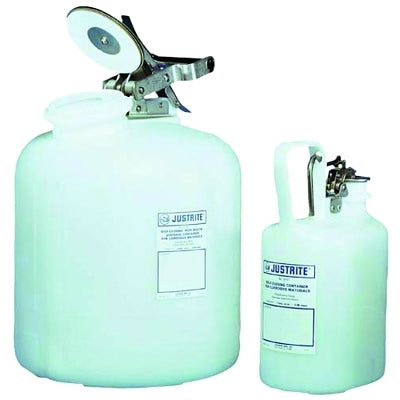 Justrite Self-Close Corrosive Containers for Laboratories, Hazardous Liquid, 1 gal, White (400-12161)