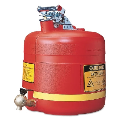 Justrite Nonmetallic Safety Cans for Laboratories, Hazardous Liquid Storage, 5 gal, Red (400-14545)
