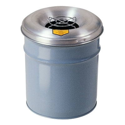 Justrite Cease-Fire Smoking Receptacle, 4-1/2 gal, 12-1/8 in dia, 14-1/4 in H, Aluminum, Gray (400-26624G)