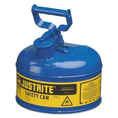 Justrite Type l Steel Safety Can, Kerosene, 1 gal, Blue, Includes SS Flame Arrestor/Swinging Handle (400-7110300)