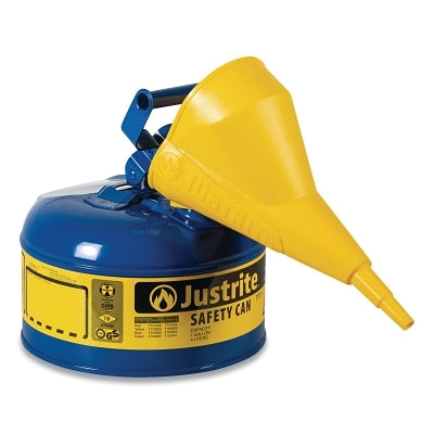 Justrite Type I Steel Safety Can, Kerosene, 1 gal, Blue, with Funnel (400-7110310)