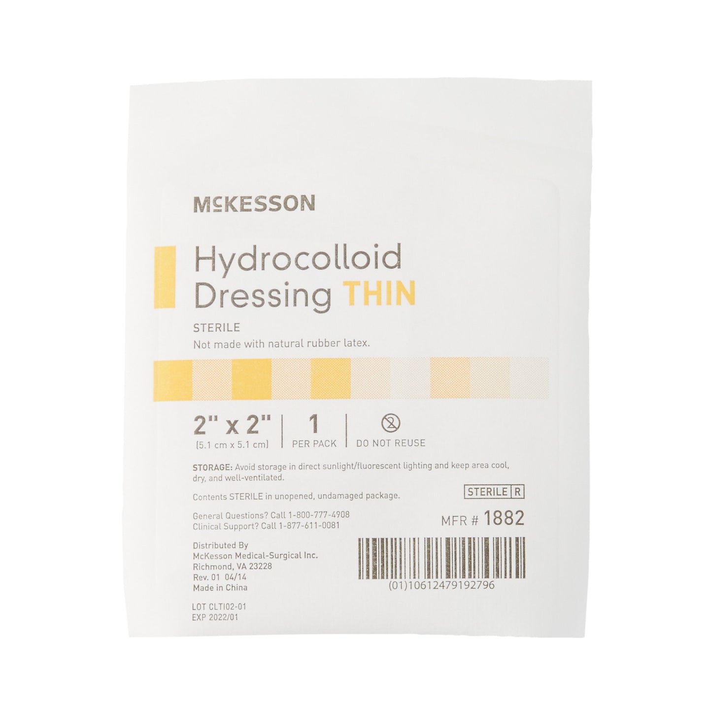 McKesson Thin Hydrocolloid Dressing Film Backing 2 X 2 Inch Square Hydrocolloid (882980_EA)