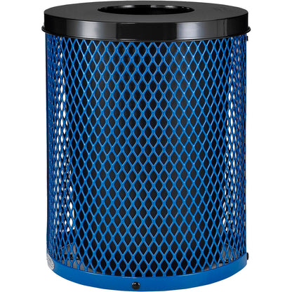 Global Industrial Outdoor Diamond Steel Trash Can With Flat Lid, 36 Gallon, Blue (WB261924BL)