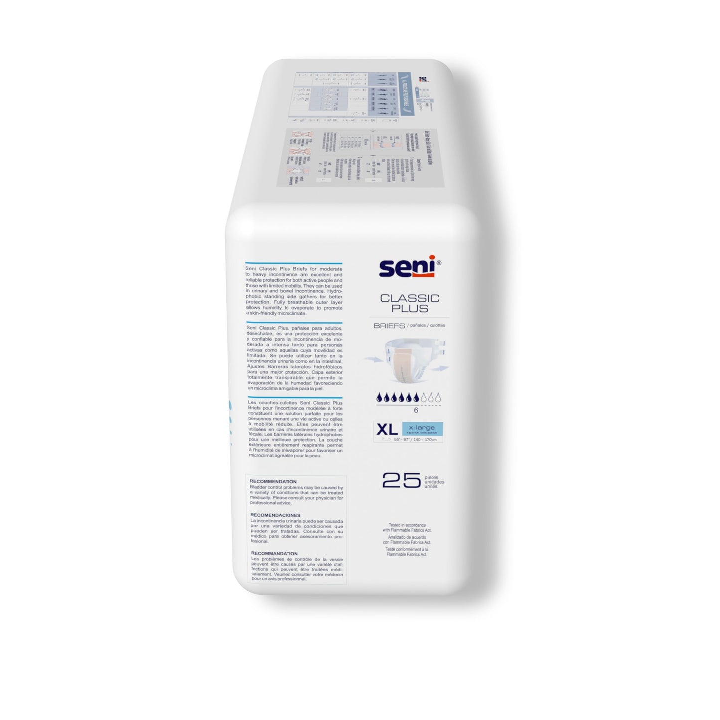 Seni® Classic Plus Unisex Adult Incontinence Brief X-Large Disposable Moderate Absorbency (1163868_CS)