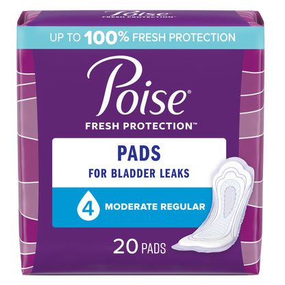 Poise® Fresh Protection™ Bladder Control Pad 10.9 Inch Length Moderate Absorbency Sodium Polyacrylate Core One Size Fits Most (481042_CS)
