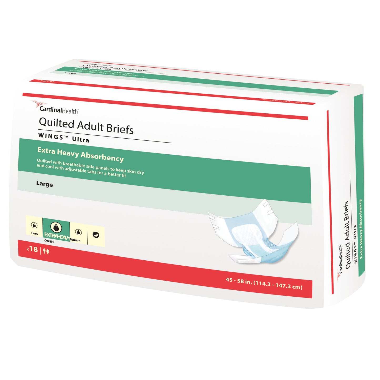 Wings™ Ultra Unisex Adult Incontinence Brief Large Disposable Heavy Absorbency (960581_BG)