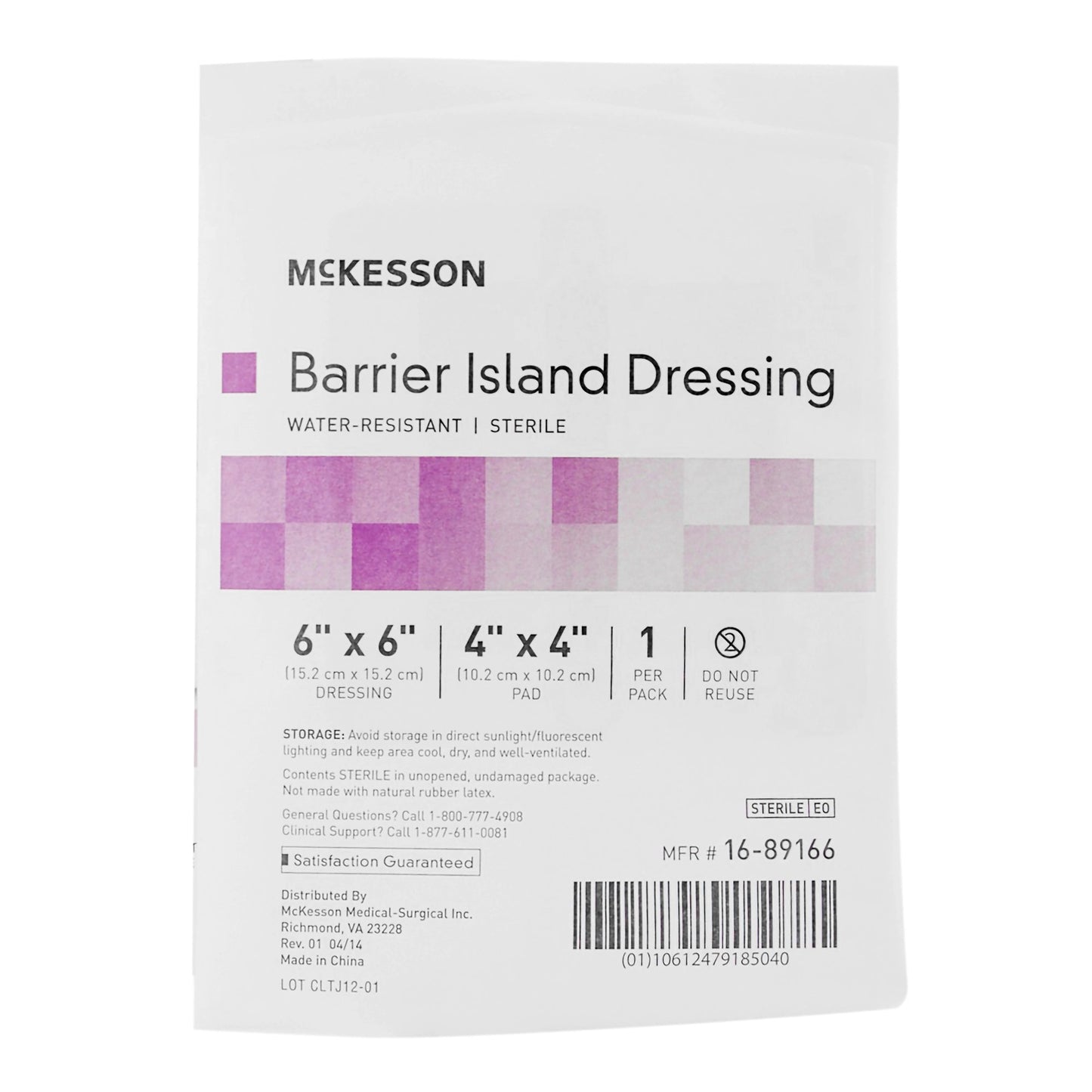 McKesson Barrier Island Composite Dressing 6 X 6 Inch Square Sterile Water Resistant Film Backing (488921_BX)