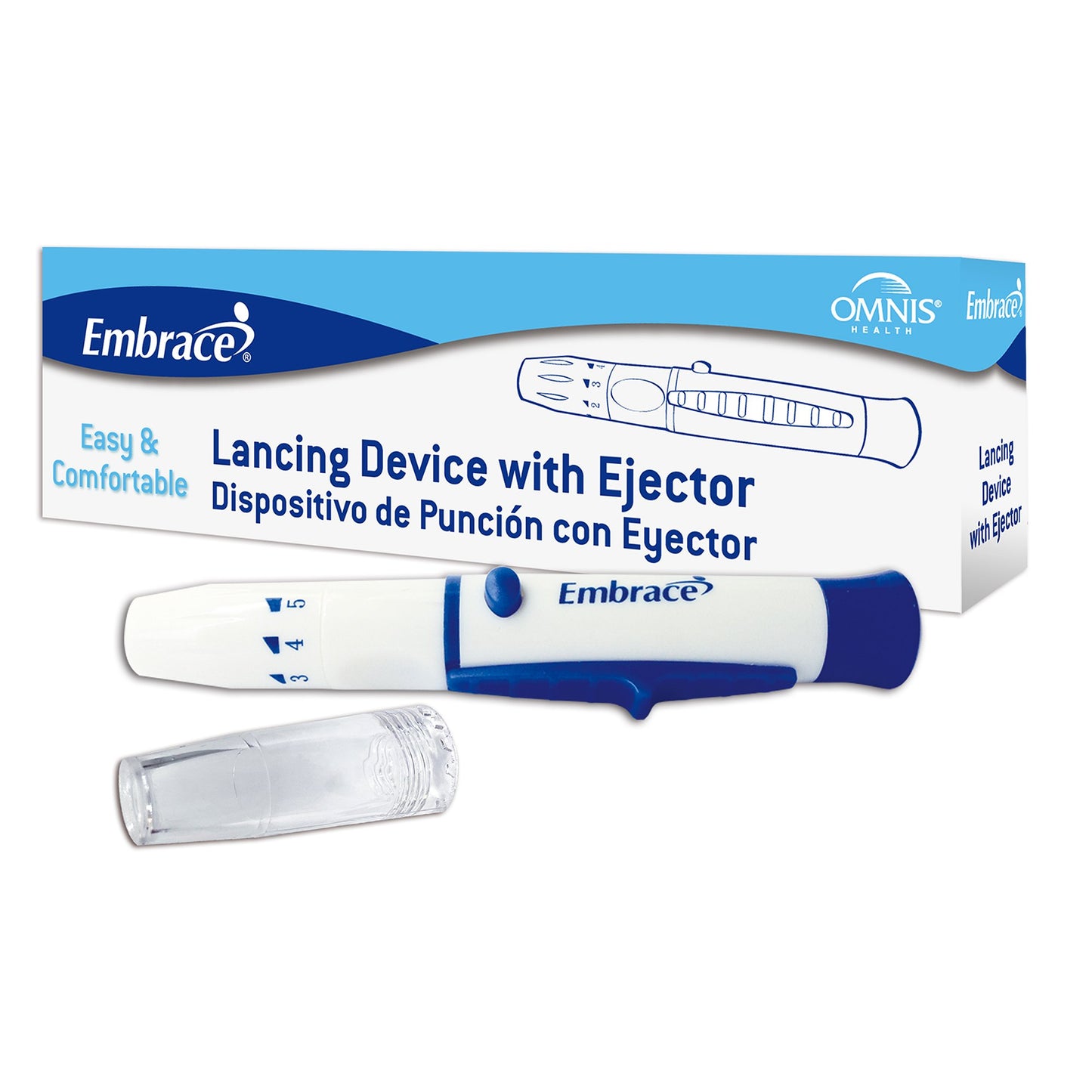 Embrace® Lancing Device Self Destructive Mechanism Push Button Activation Finger (1169448_BX)