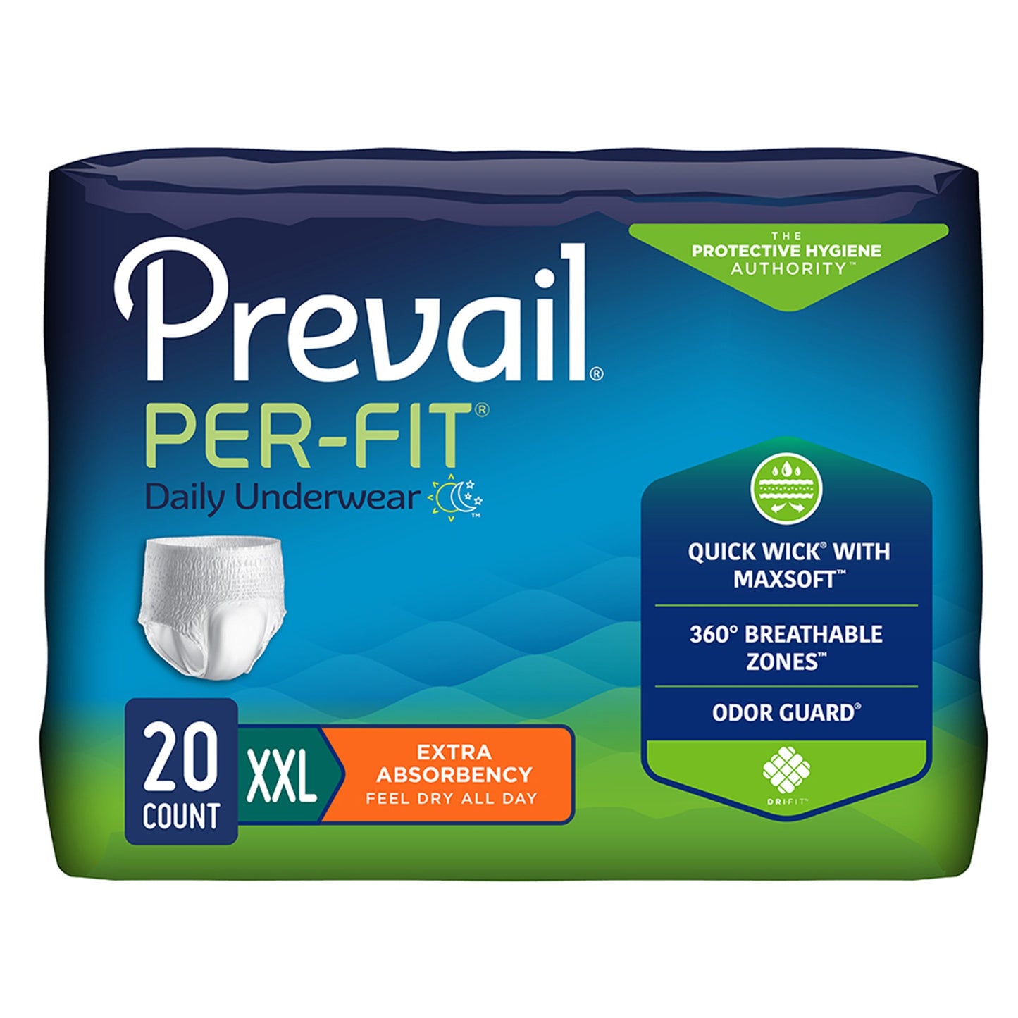 Prevail® Per-Fit® Extra Unisex Adult Absorbent Underwear Pull On with Tear Away Seams 2X-Large Disposable Heavy Absorbency (1243753_PK)