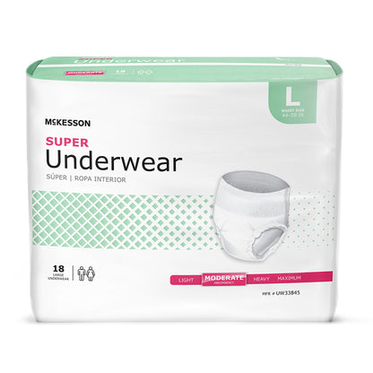 McKesson Unisex Adult Absorbent Underwear Pull On with Tear Away Seams Large Disposable Moderate Absorbency (1123833_BG)