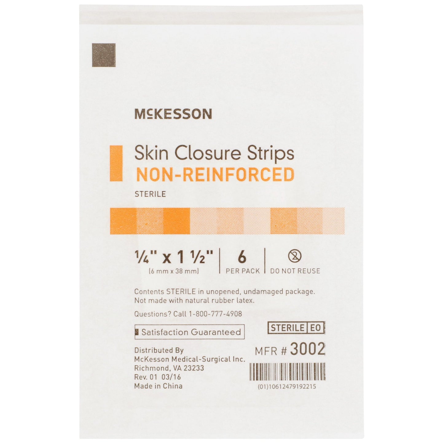 McKesson Skin Closure Strip 1/4 X 1-1/2 Inch Nonwoven Material Flexible Strip Tan (876301_CS)