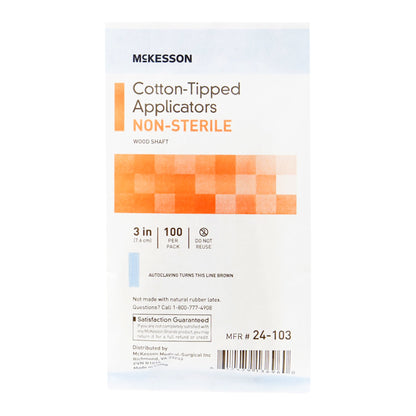 McKesson Swabstick Cotton Tip Wood Shaft 3 Inch NonSterile 100 per Pack (508715_BX)