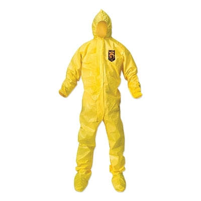 Ansell A70 Chemical Splash Protection Coveralls, Yellow, 3XL, Hood/Boots (412-00686)