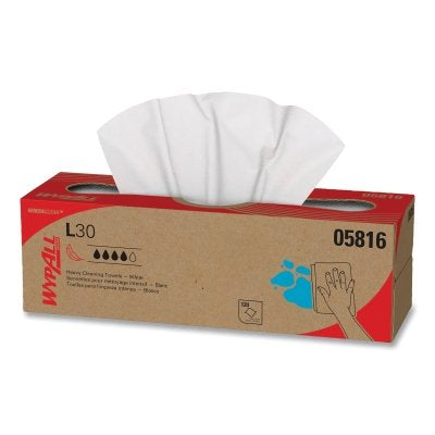 Kimberly-Clark WypAll* L30 Wipers, White, 9.8 in W x 16.4 in L, Pop-Up Box, 120 Sheets per Box/6 Box per Case (993-05816)