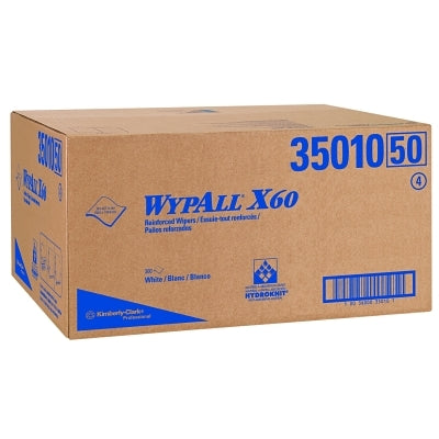 Kimberly-Clark WypAll® X60 Professional Towels, White, 20 in W x 43.7 in L, Flat Sheet, 100 Sheets per Pack/3 Packs per Box (993-35010)