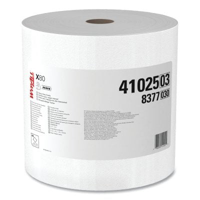 Kimberly-Clark X80 Heavy-Duty Cloth, White, 12.2 in W x 12.4 in L, 475 Sheets/RL, Jumbo Roll (993-41025)