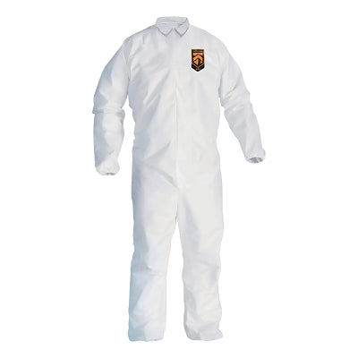 Ansell A30 Coveralls, Zipper Front, Elastic Back, Wrist and Ankles, White, Large (412-46103)